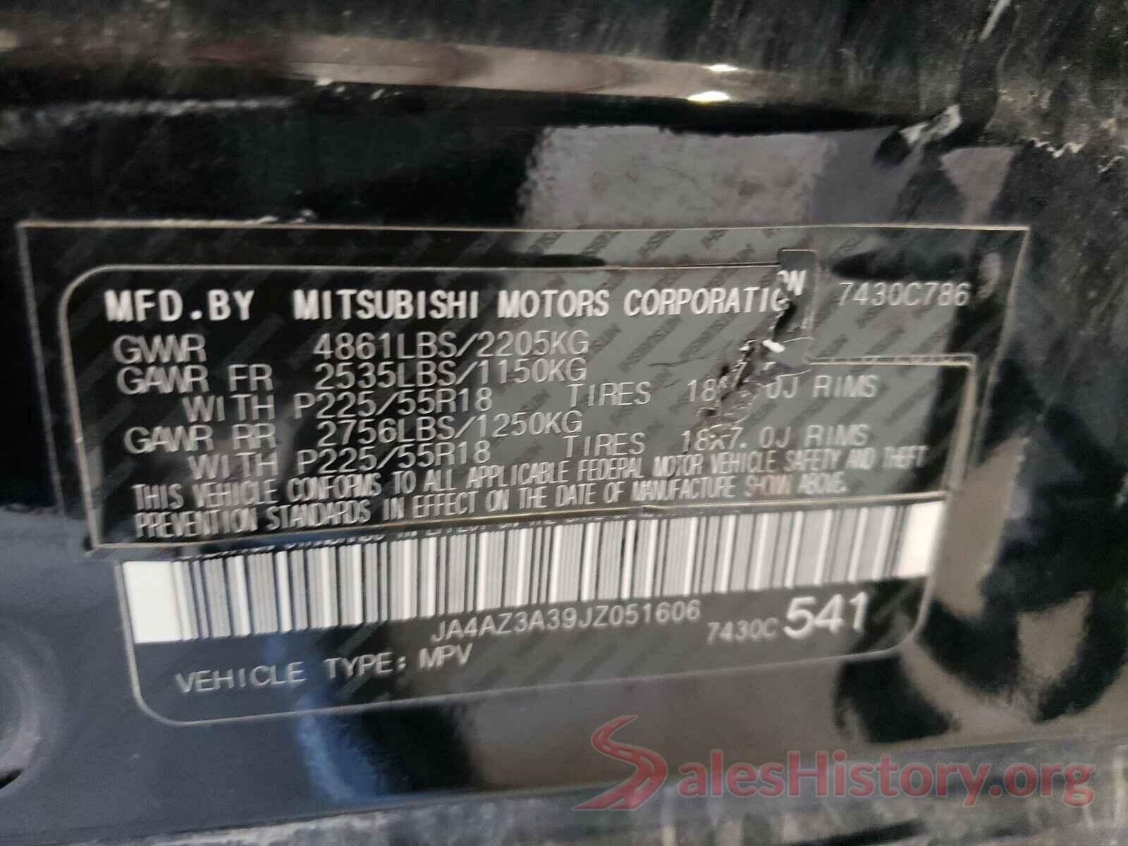 JA4AZ3A39JZ051606 2018 MITSUBISHI OUTLANDER