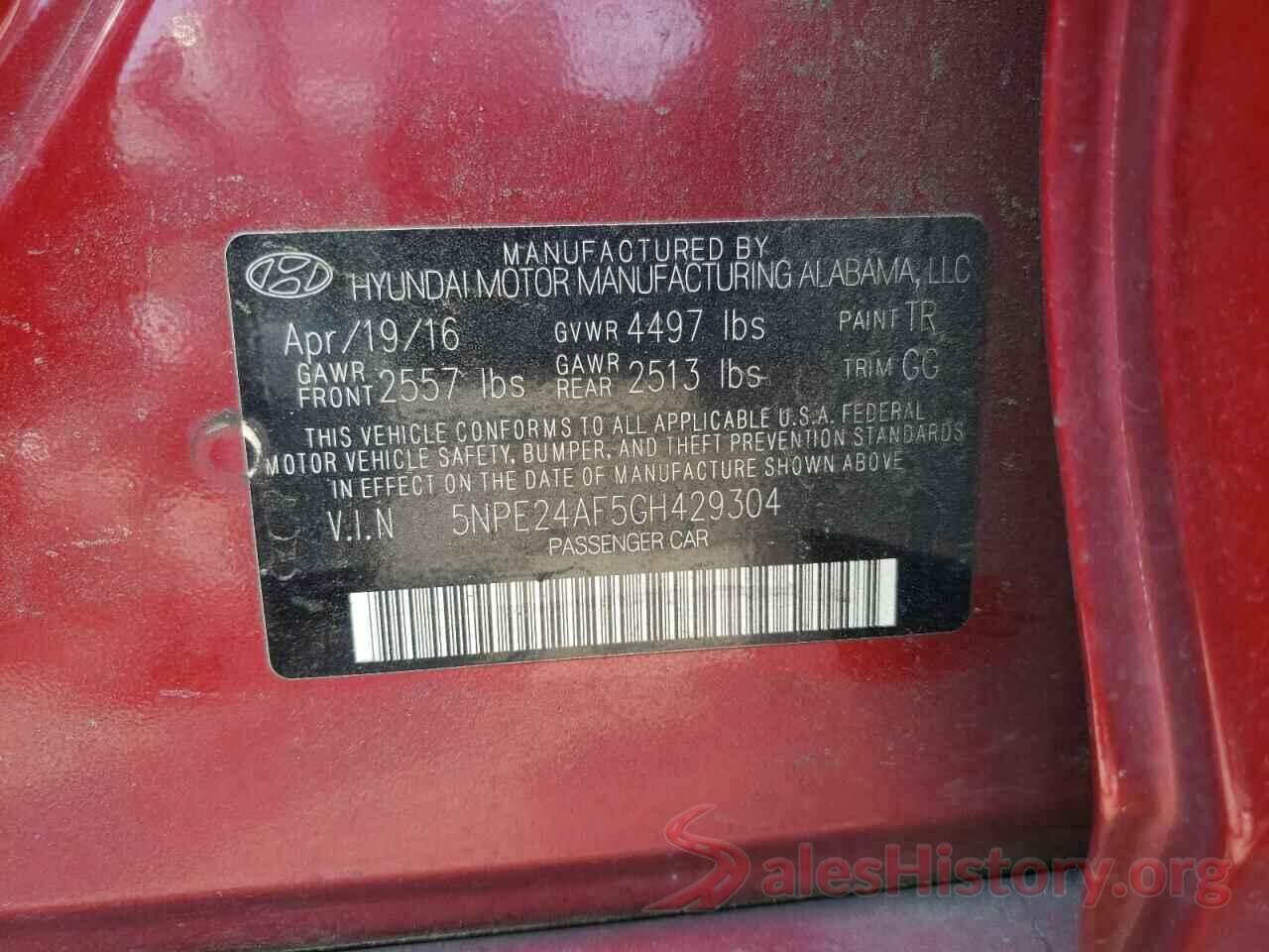 5NPE24AF5GH429304 2016 HYUNDAI SONATA