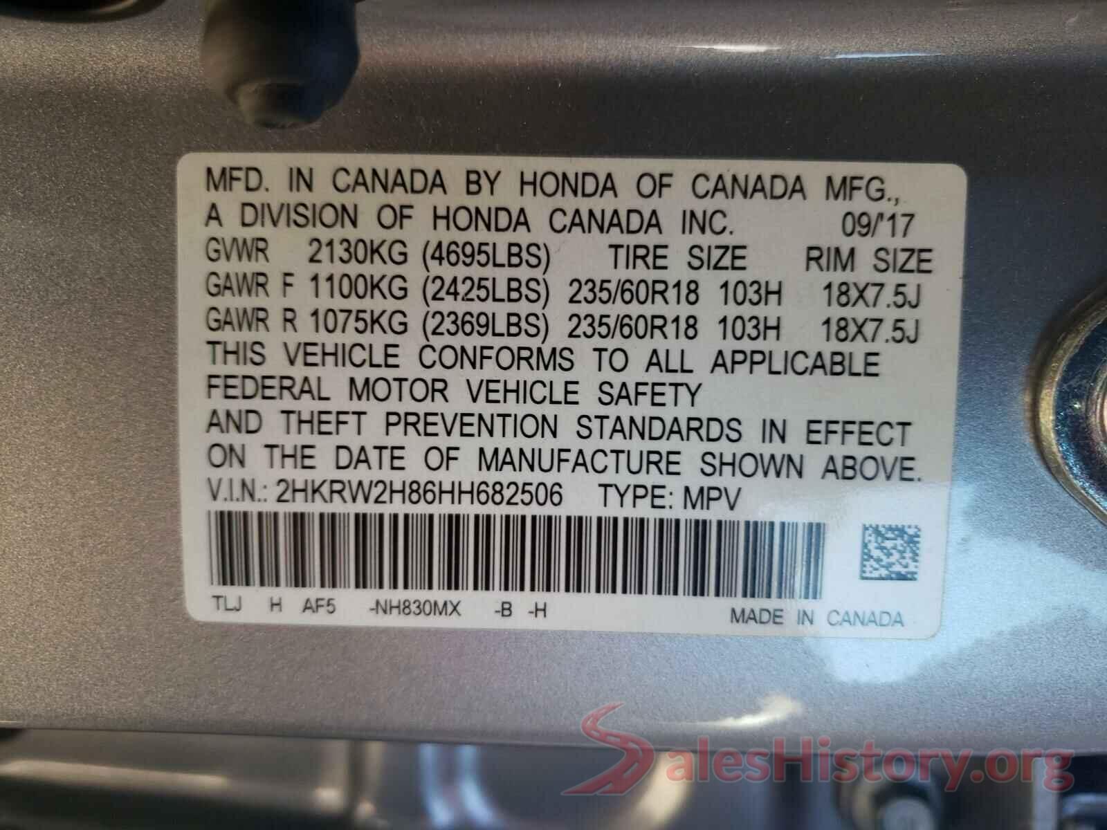 2HKRW2H86HH682506 2017 HONDA CRV