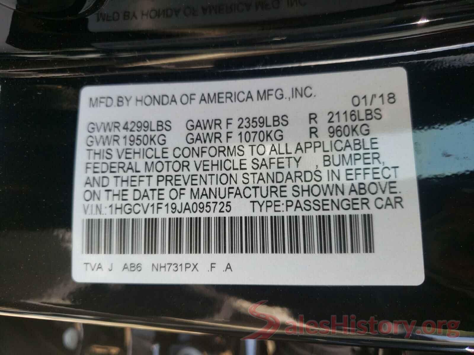 1HGCV1F19JA095725 2018 HONDA ACCORD