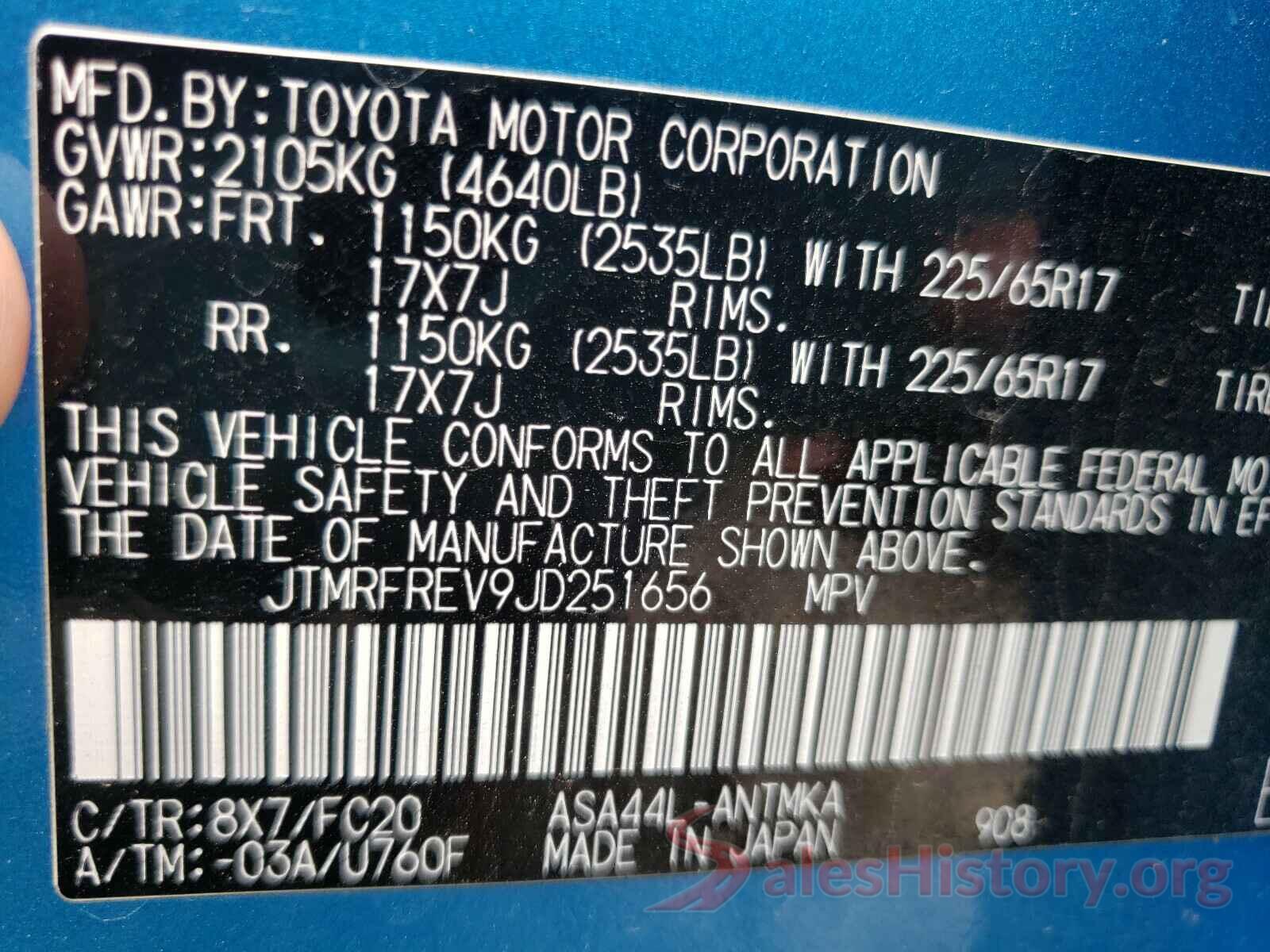 JTMRFREV9JD251656 2018 TOYOTA RAV4