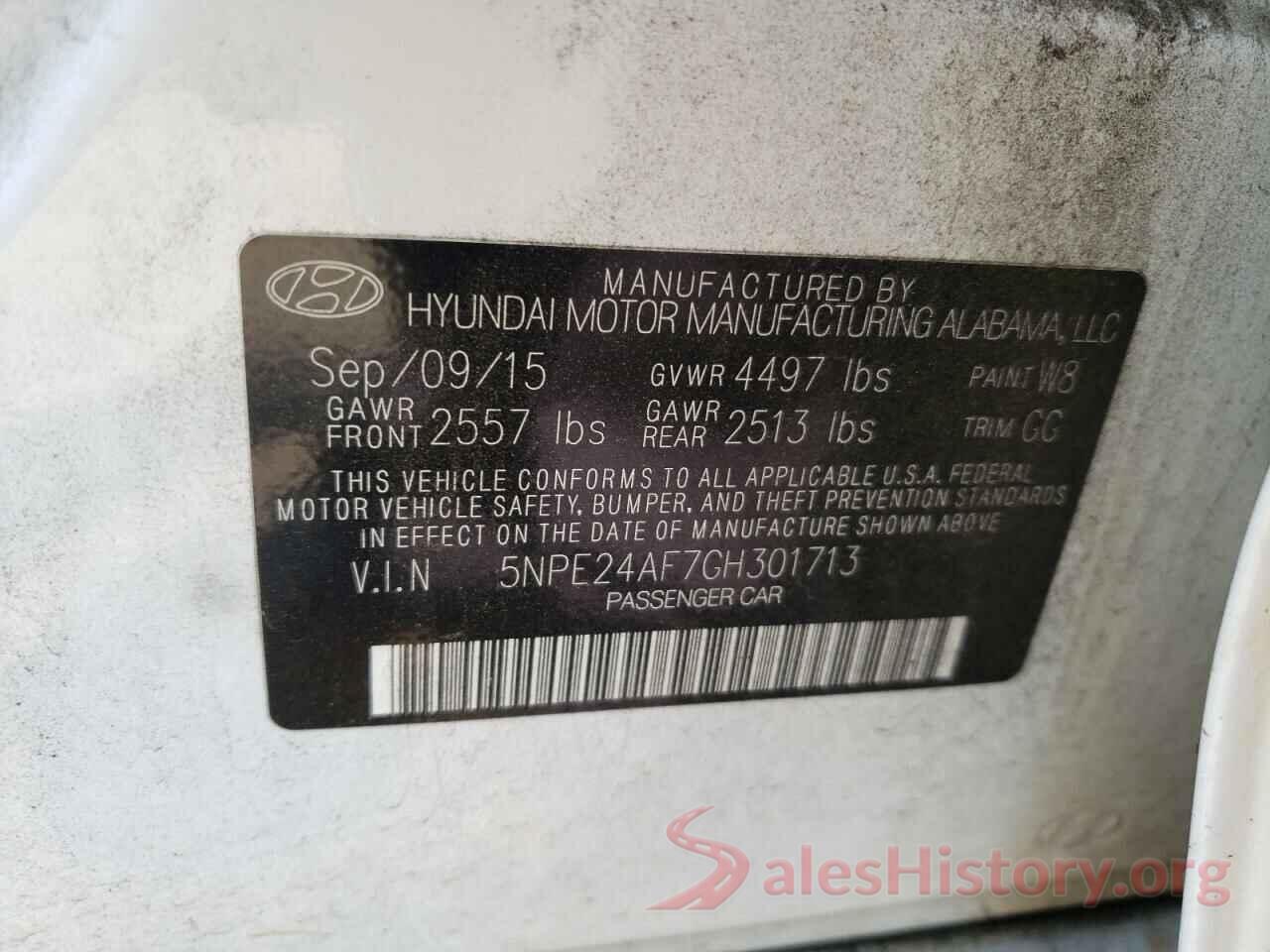 5NPE24AF7GH301713 2016 HYUNDAI SONATA