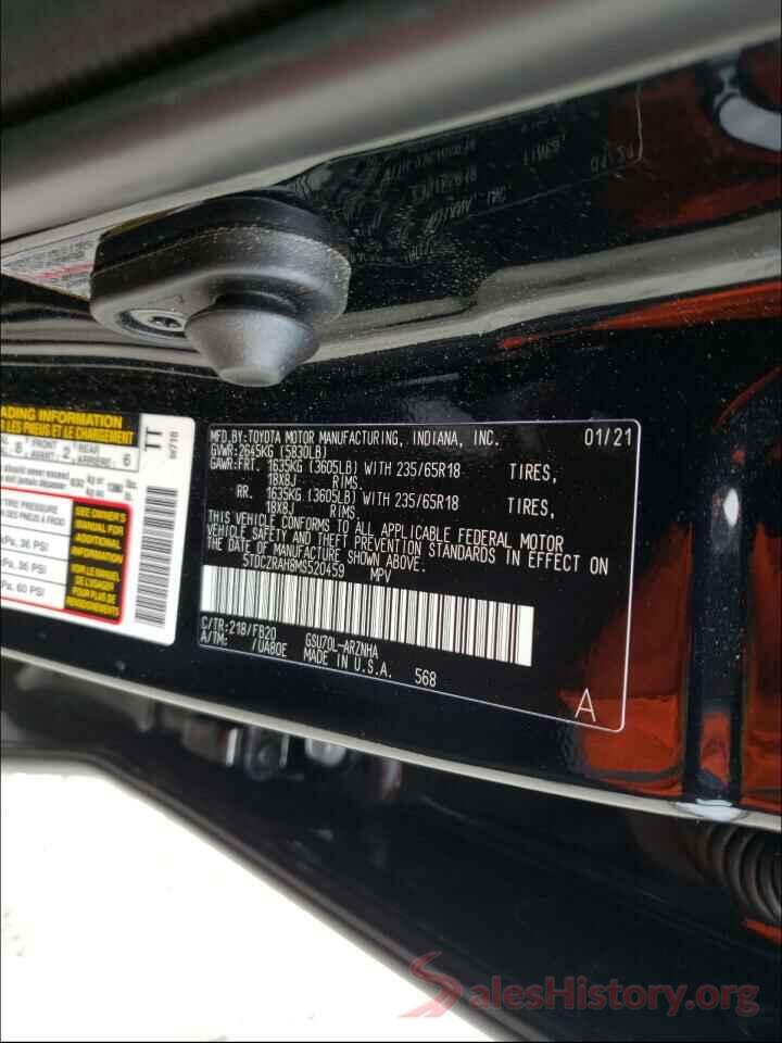 5TDCZRAH8MS520459 2021 TOYOTA HIGHLANDER