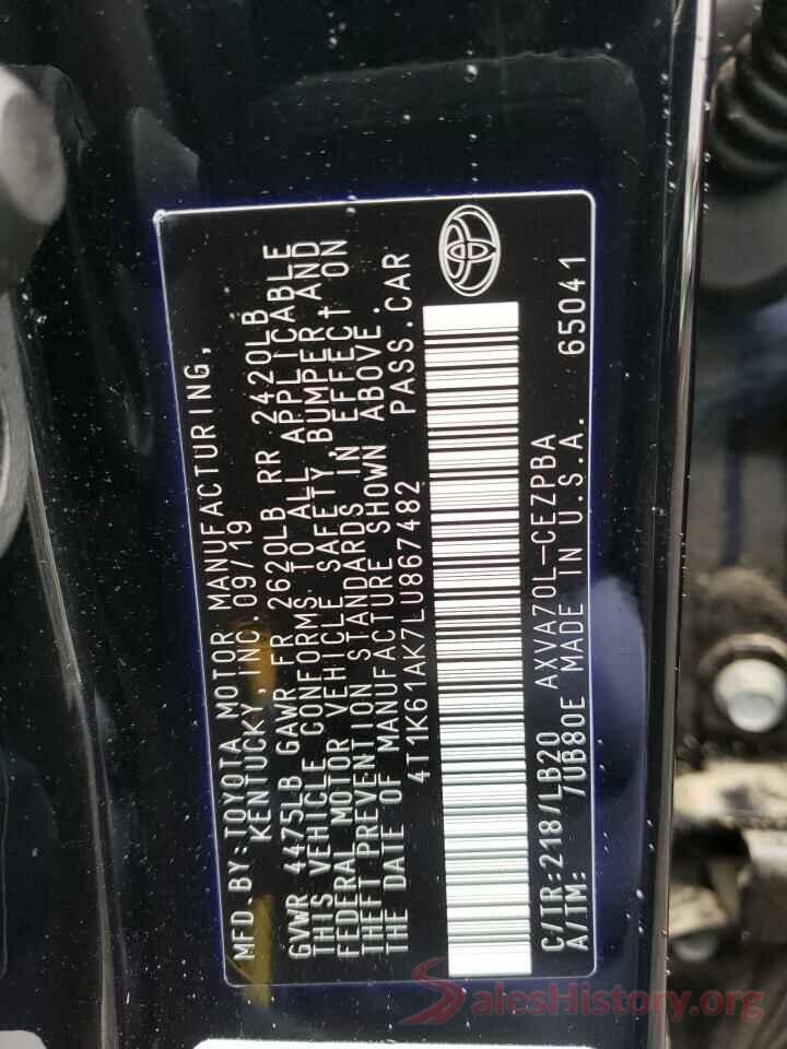 4T1K61AK7LU867482 2020 TOYOTA CAMRY