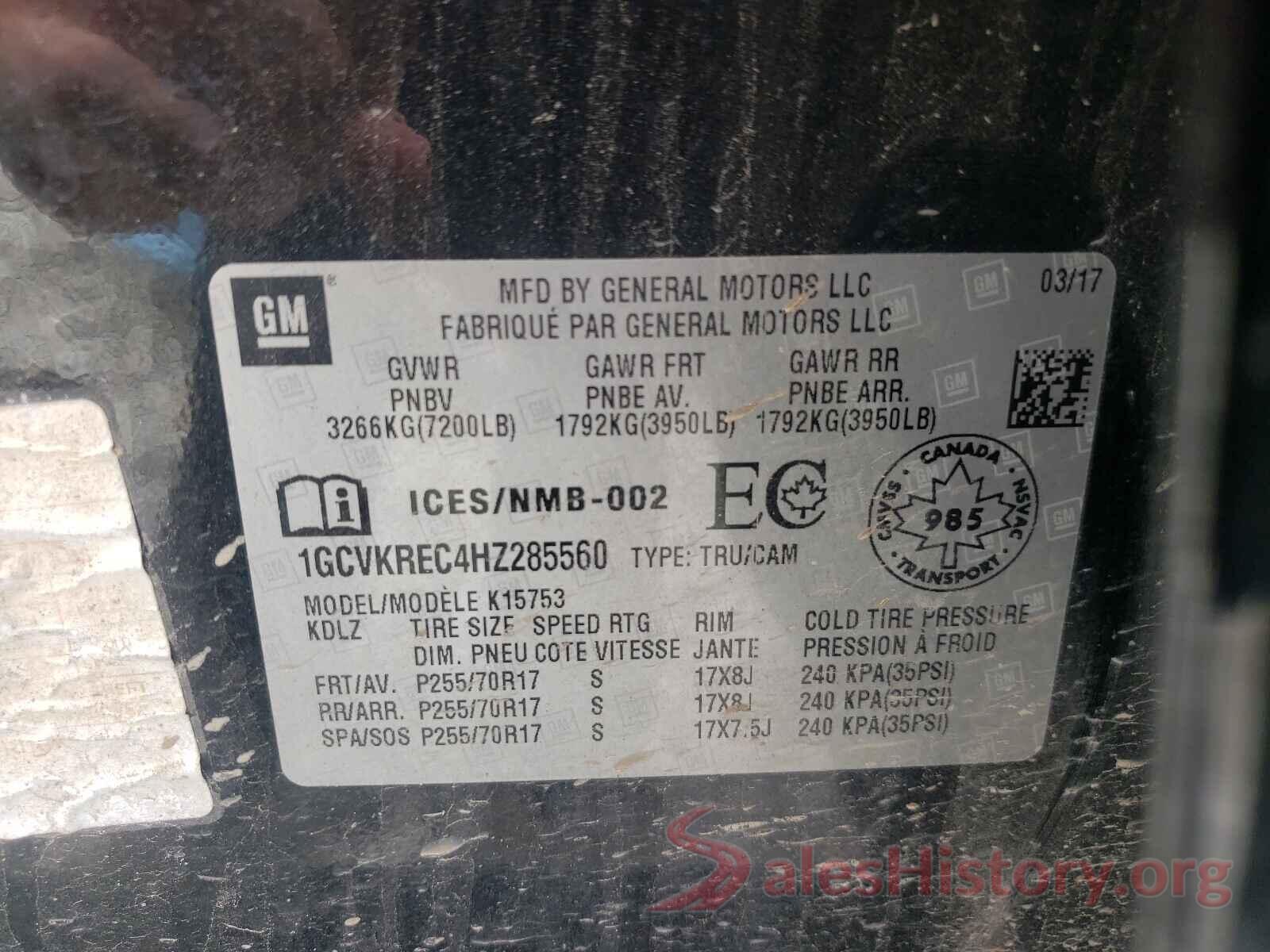 1GCVKREC4HZ285560 2017 CHEVROLET SILVERADO