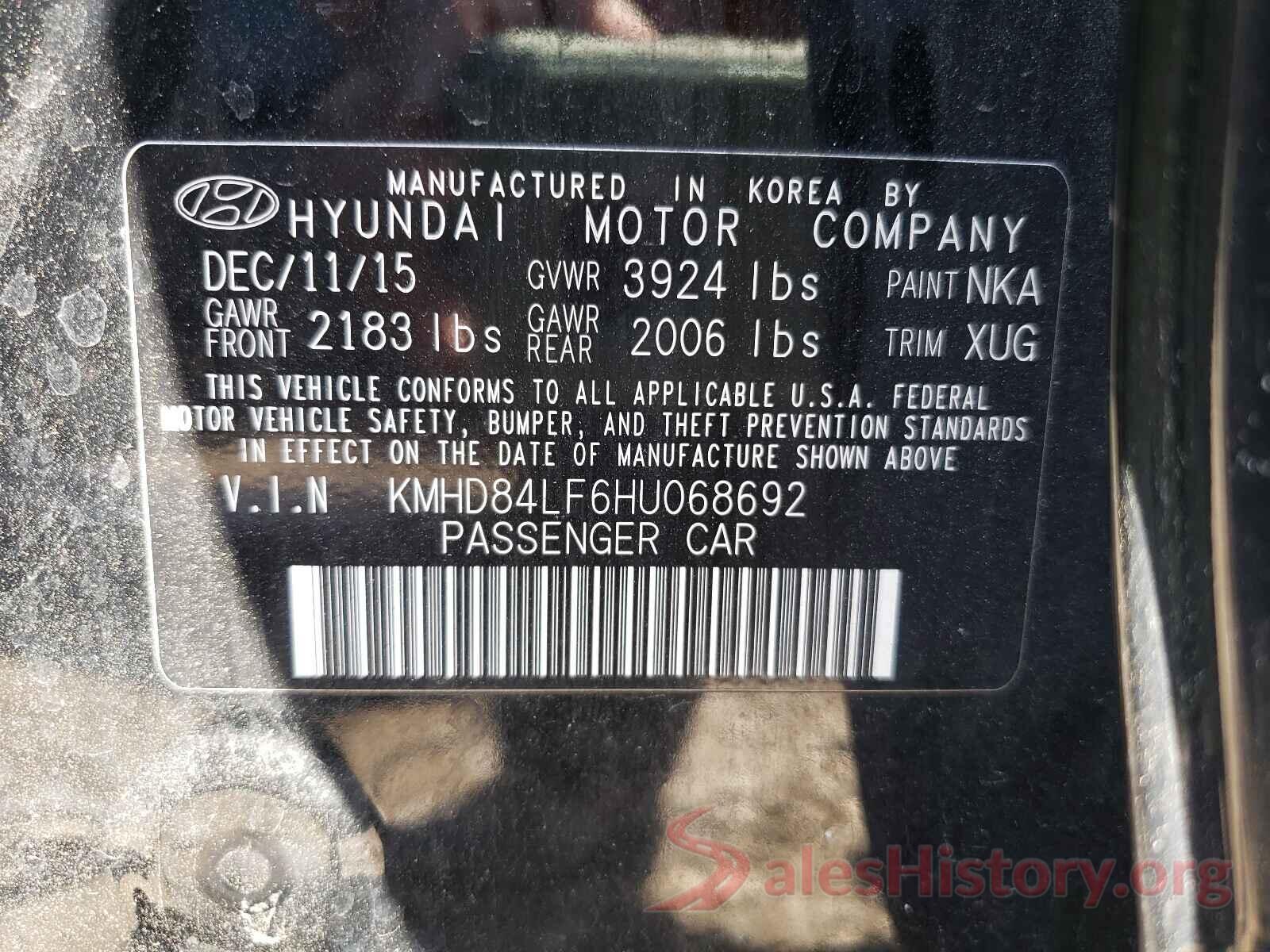 KMHD84LF6HU068692 2017 HYUNDAI ELANTRA