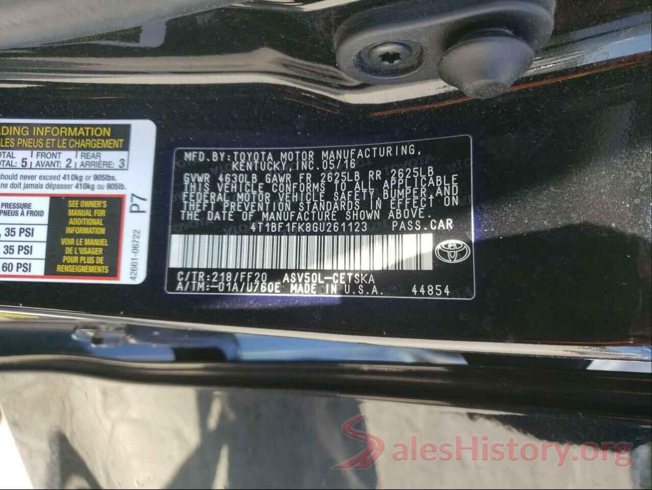 4T1BF1FK8GU261123 2016 TOYOTA CAMRY