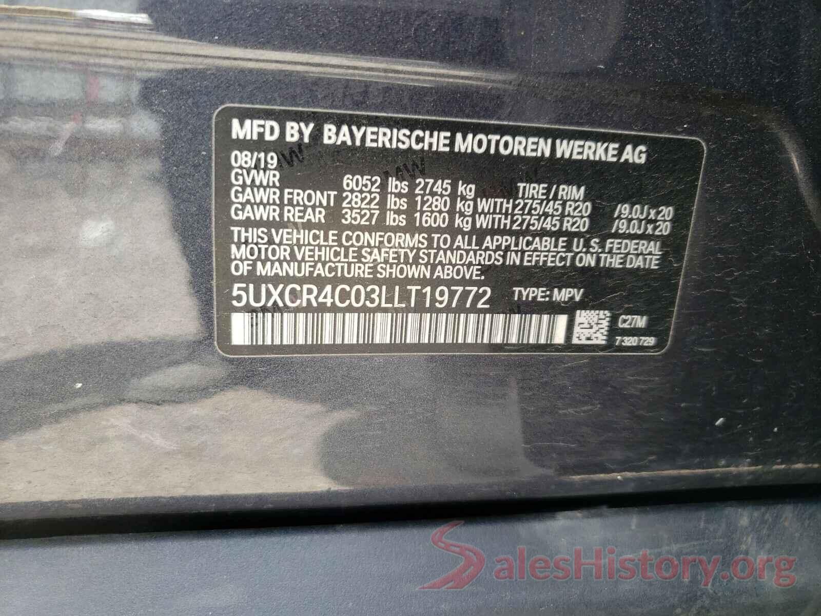 5UXCR4C03LLT19772 2020 BMW X5