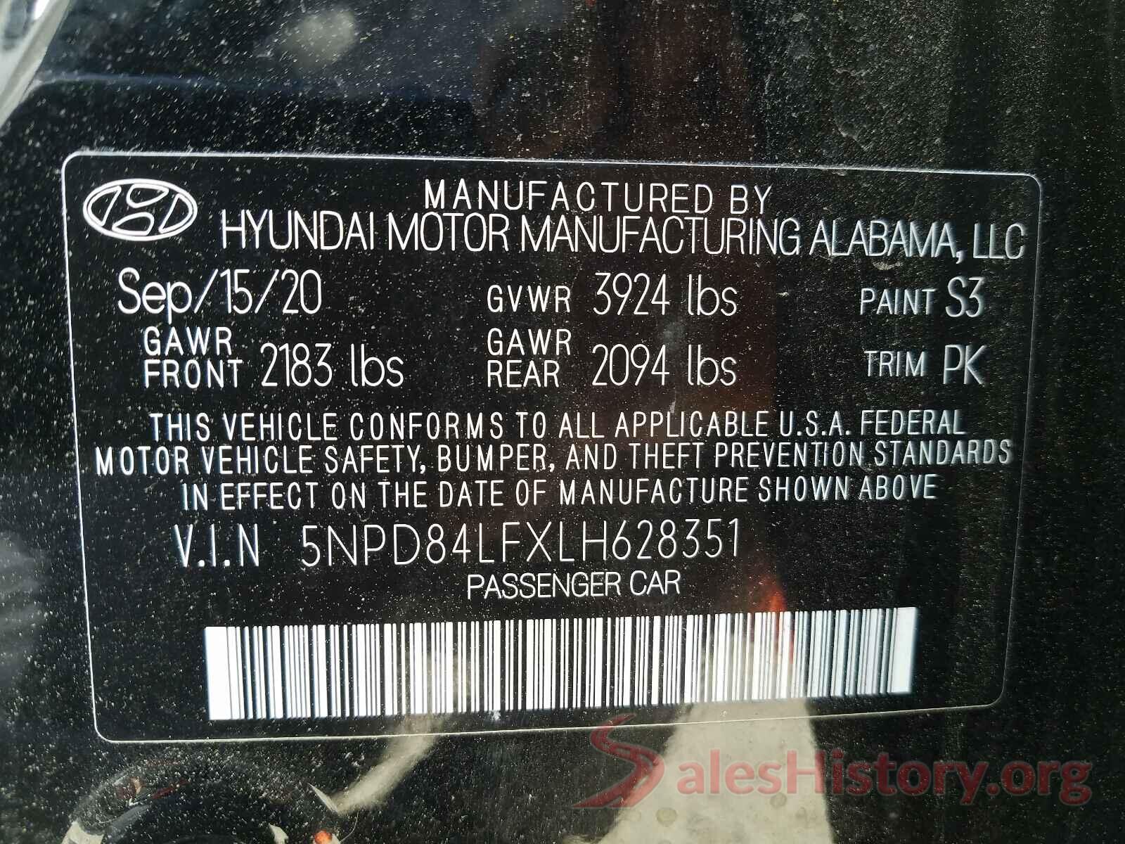 5NPD84LFXLH628351 2020 HYUNDAI ELANTRA