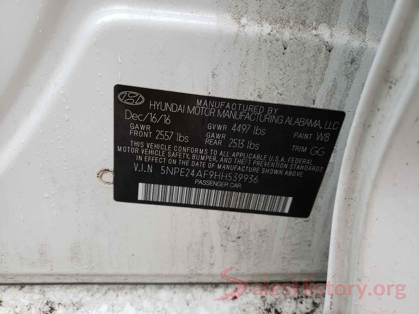 5NPE24AF9HH539936 2017 HYUNDAI SONATA