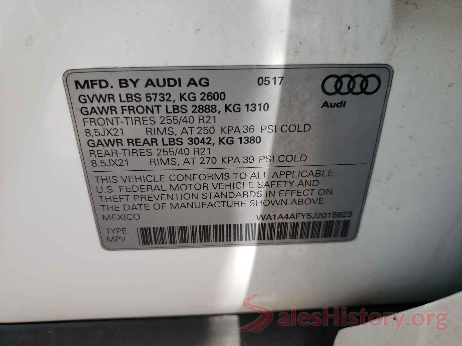 WA1A4AFY5J2015623 2018 AUDI SQ5