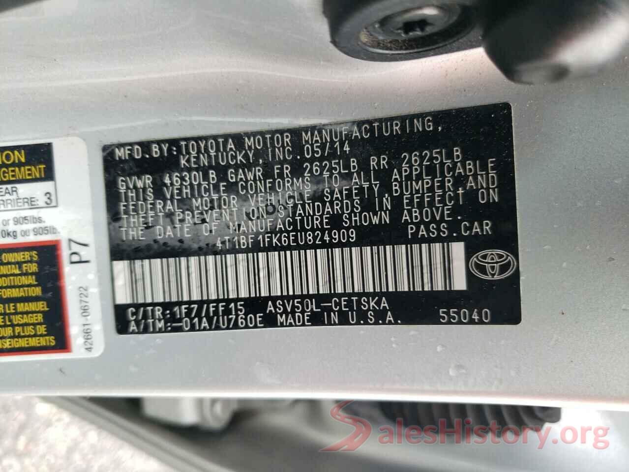 4T1BF1FK6EU824909 2014 TOYOTA CAMRY