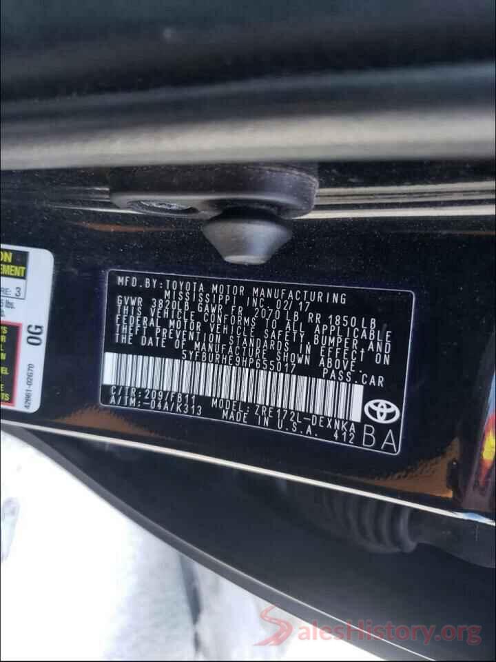 5YFBURHE9HP655017 2017 TOYOTA COROLLA