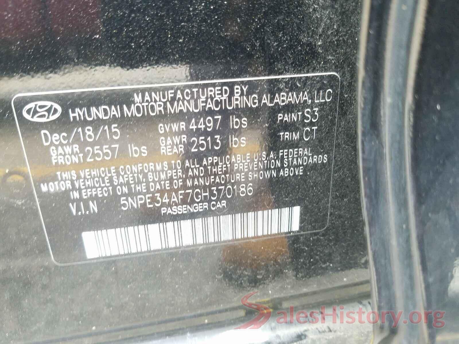 5NPE34AF7GH370186 2016 HYUNDAI SONATA