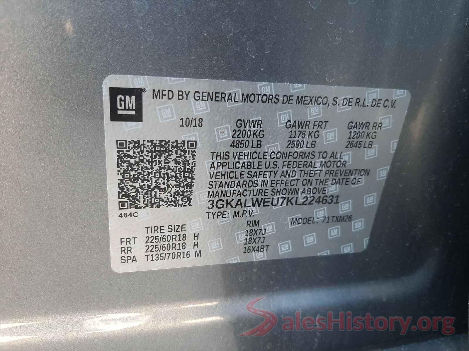 3GKALWEU7KL224631 2019 GMC TERRAIN