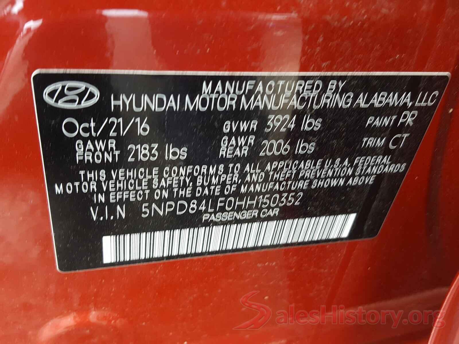 5NPD84LF0HH150352 2017 HYUNDAI ELANTRA