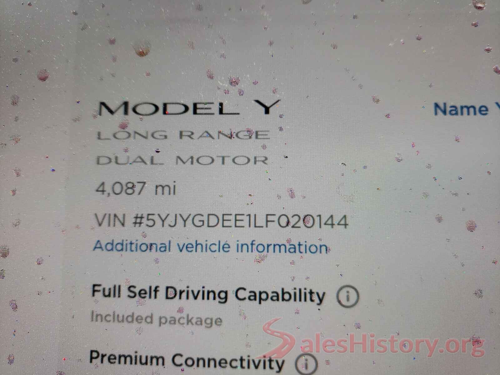 5YJYGDEE1LF020144 2020 TESLA MODEL Y