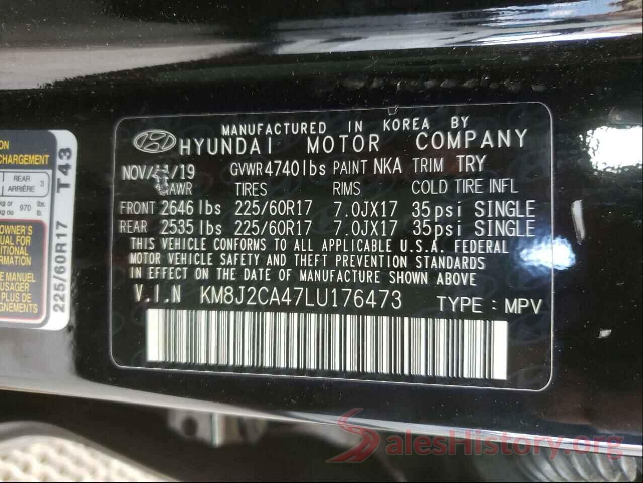 KM8J2CA47LU176473 2020 HYUNDAI TUCSON