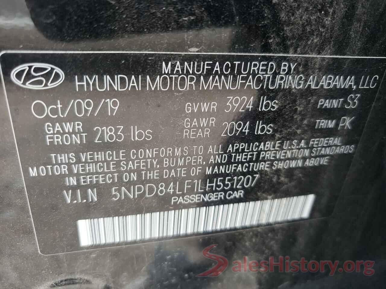 5NPD84LF1LH551207 2020 HYUNDAI ELANTRA