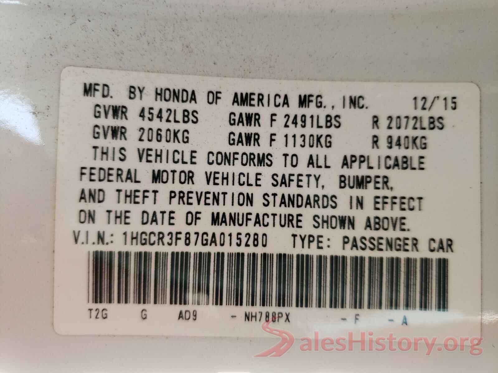 1HGCR3F87GA015280 2016 HONDA ACCORD