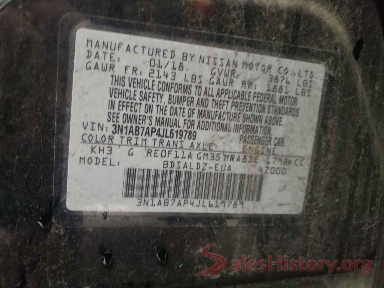 3N1AB7AP4JL619789 2018 NISSAN SENTRA