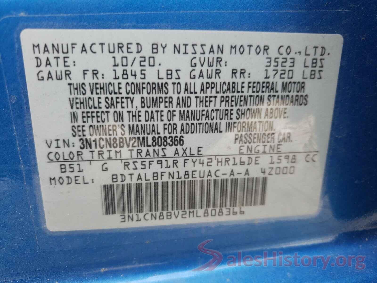 3N1CN8BV2ML808366 2021 NISSAN VERSA