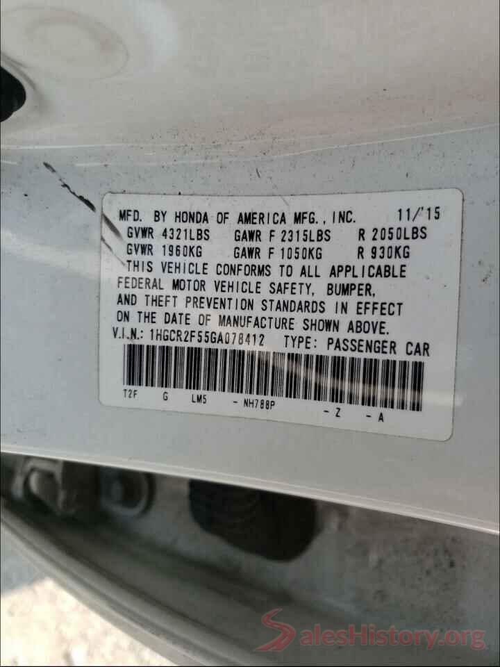 1HGCR2F55GA078412 2016 HONDA ACCORD