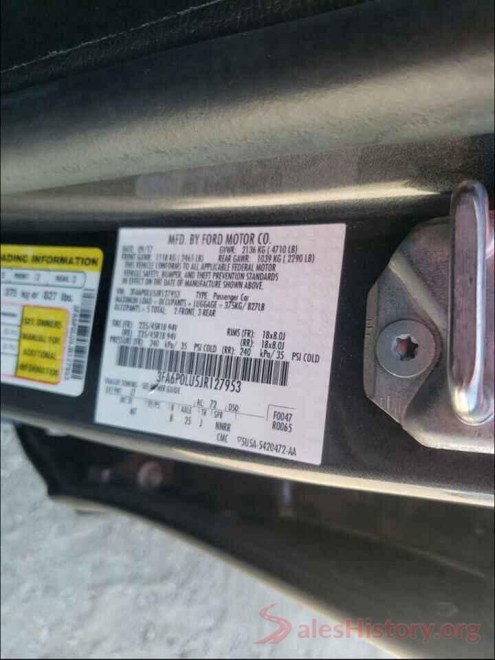 3FA6P0LU5JR127953 2018 FORD FUSION