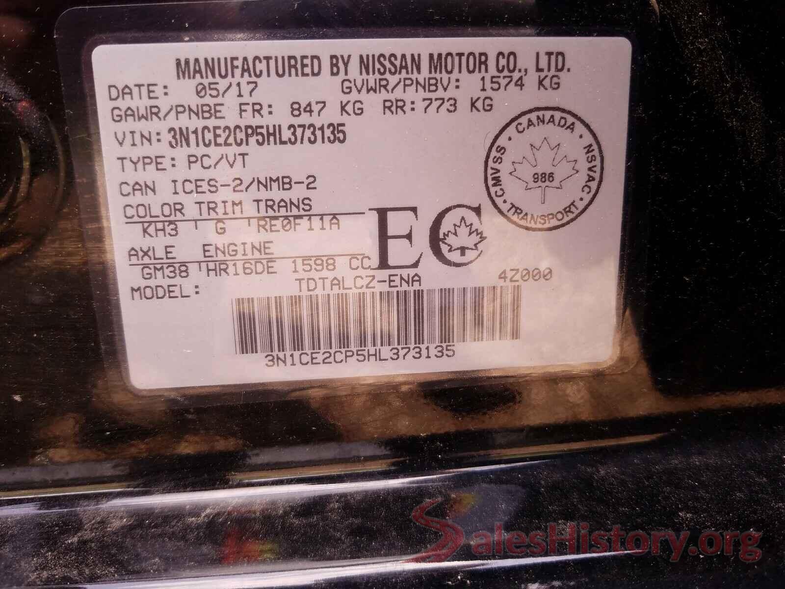 3N1CE2CP5HL373135 2017 NISSAN VERSA