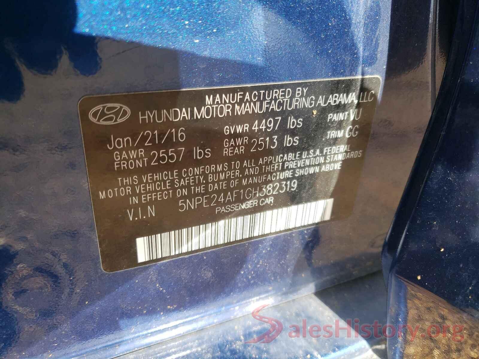 5NPE24AF1GH382319 2016 HYUNDAI SONATA