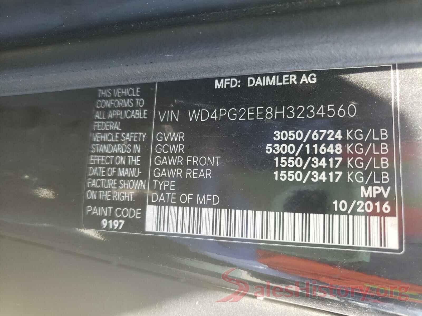 WD4PG2EE8H3234560 2017 MERCEDES-BENZ ALL OTHER