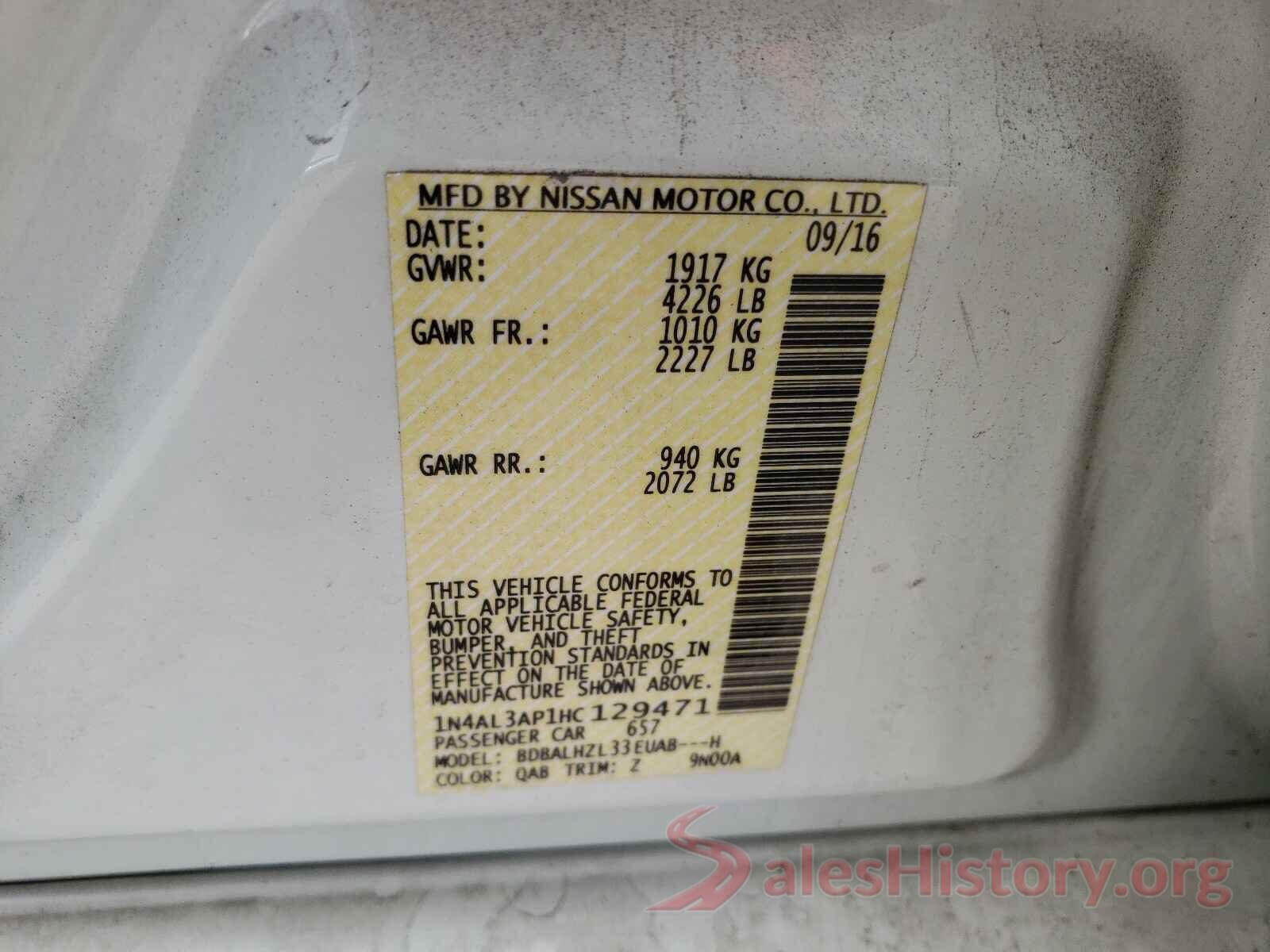 1N4AL3AP1HC129471 2017 NISSAN ALTIMA