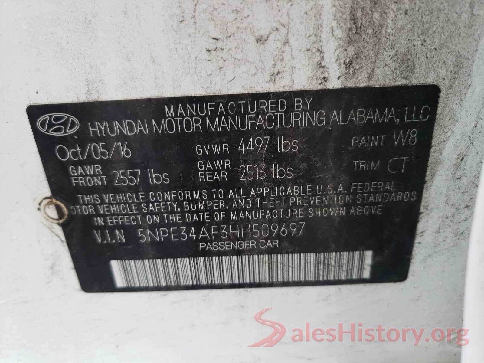 5NPE34AF3HH509697 2017 HYUNDAI SONATA