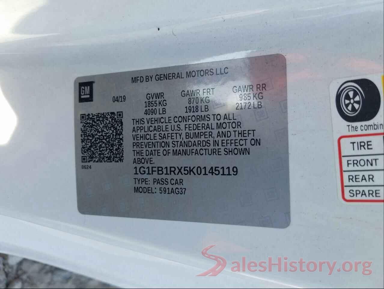 1G1FB1RX5K0145119 2019 CHEVROLET CAMARO