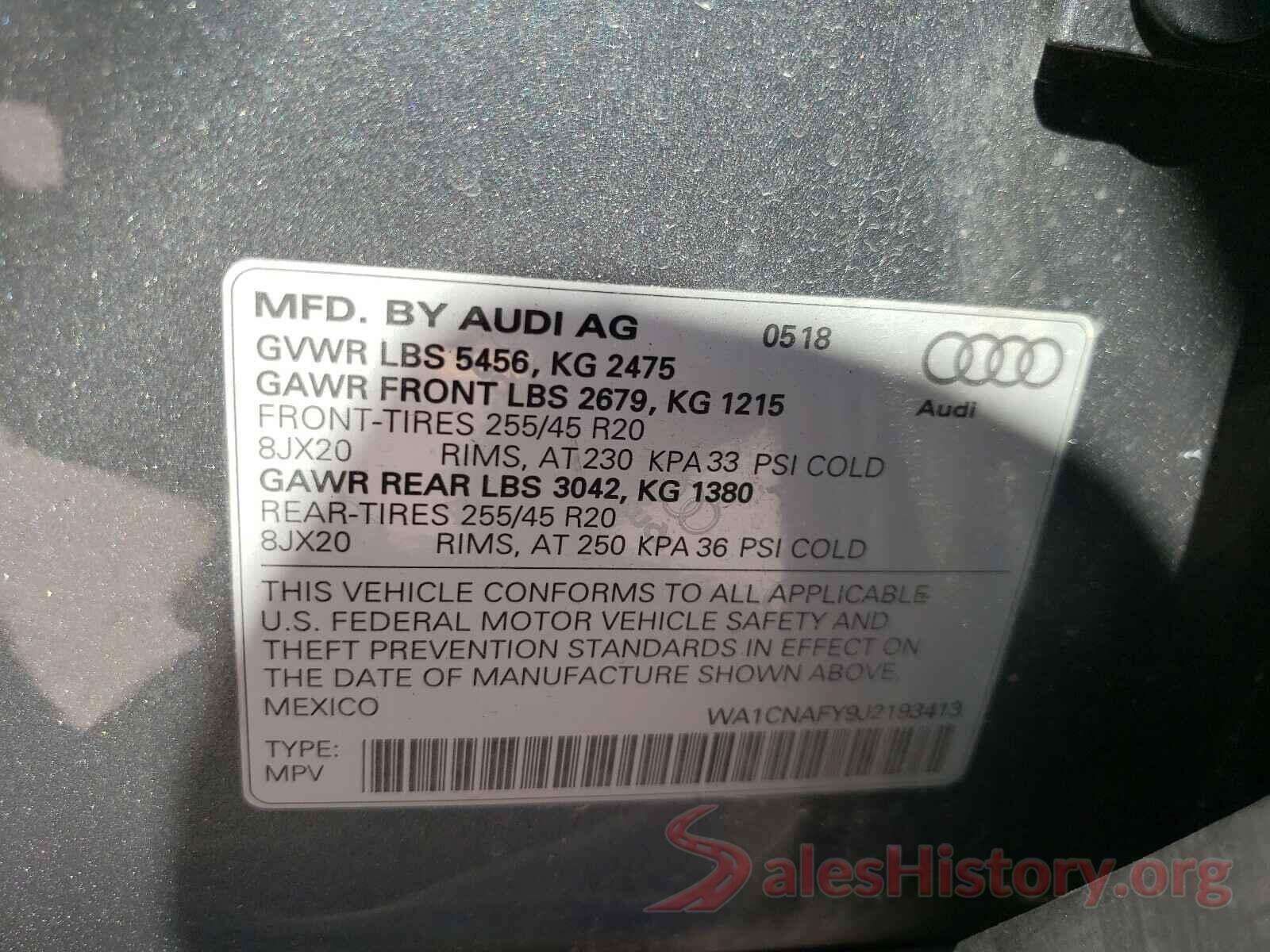 WA1CNAFY9J2193413 2018 AUDI Q5