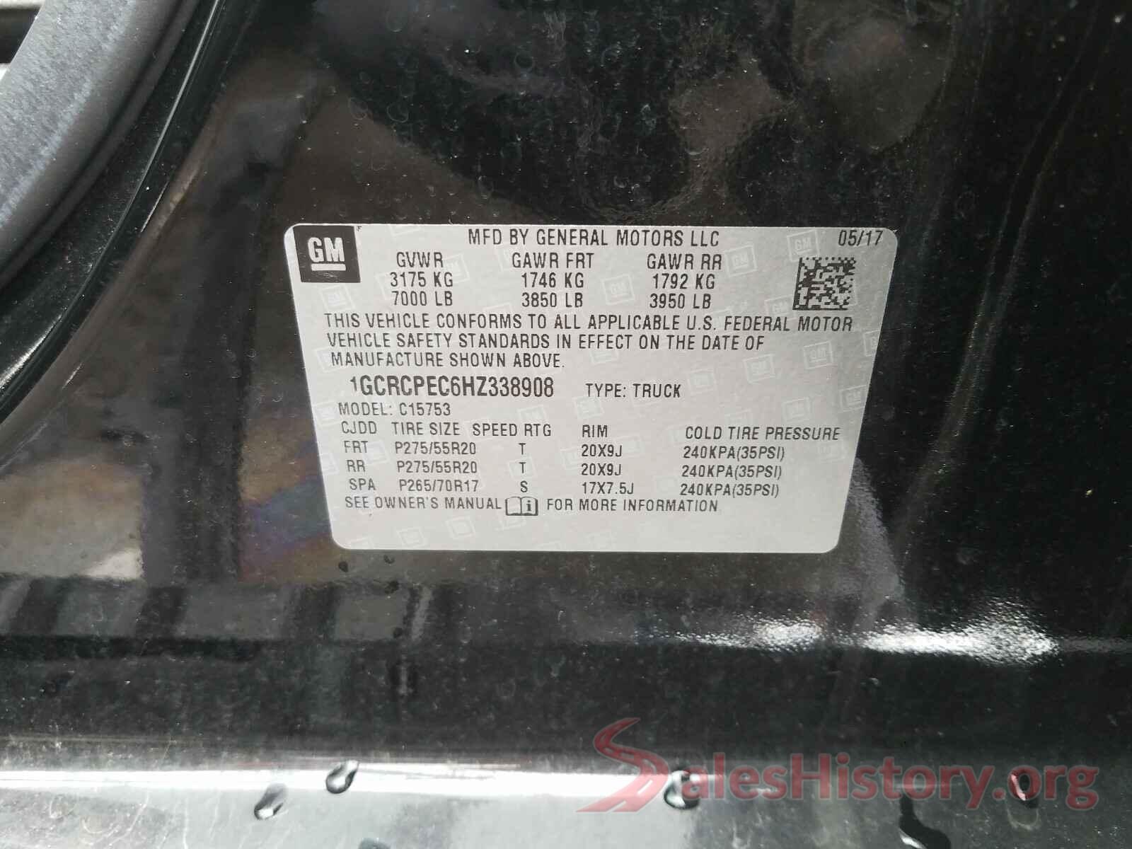 1GCRCPEC6HZ338908 2017 CHEVROLET SILVERADO