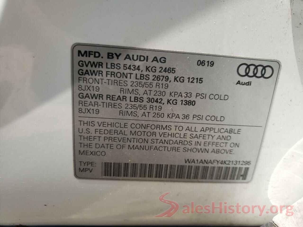 WA1ANAFY4K2131295 2019 AUDI Q5