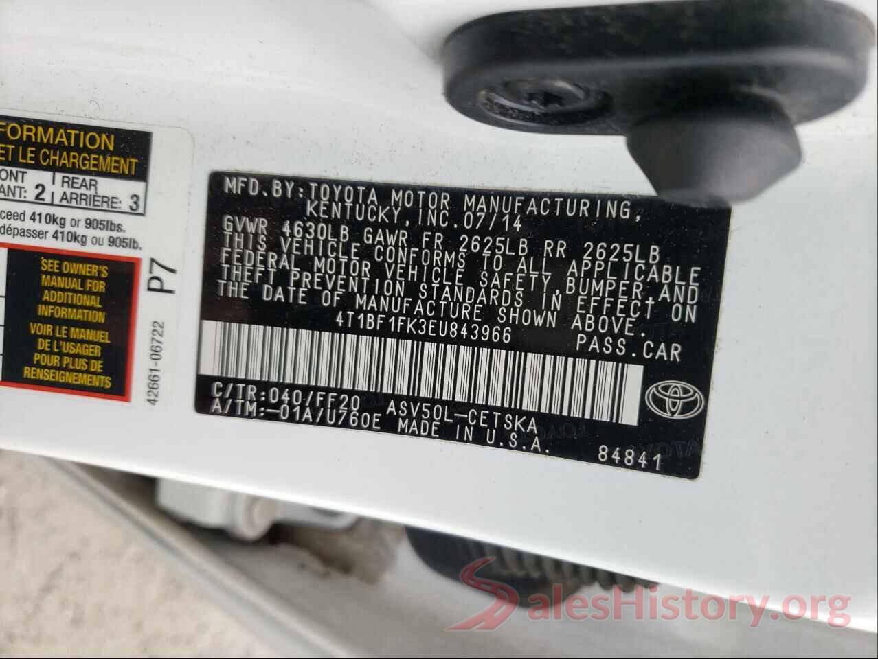 4T1BF1FK3EU843966 2014 TOYOTA CAMRY