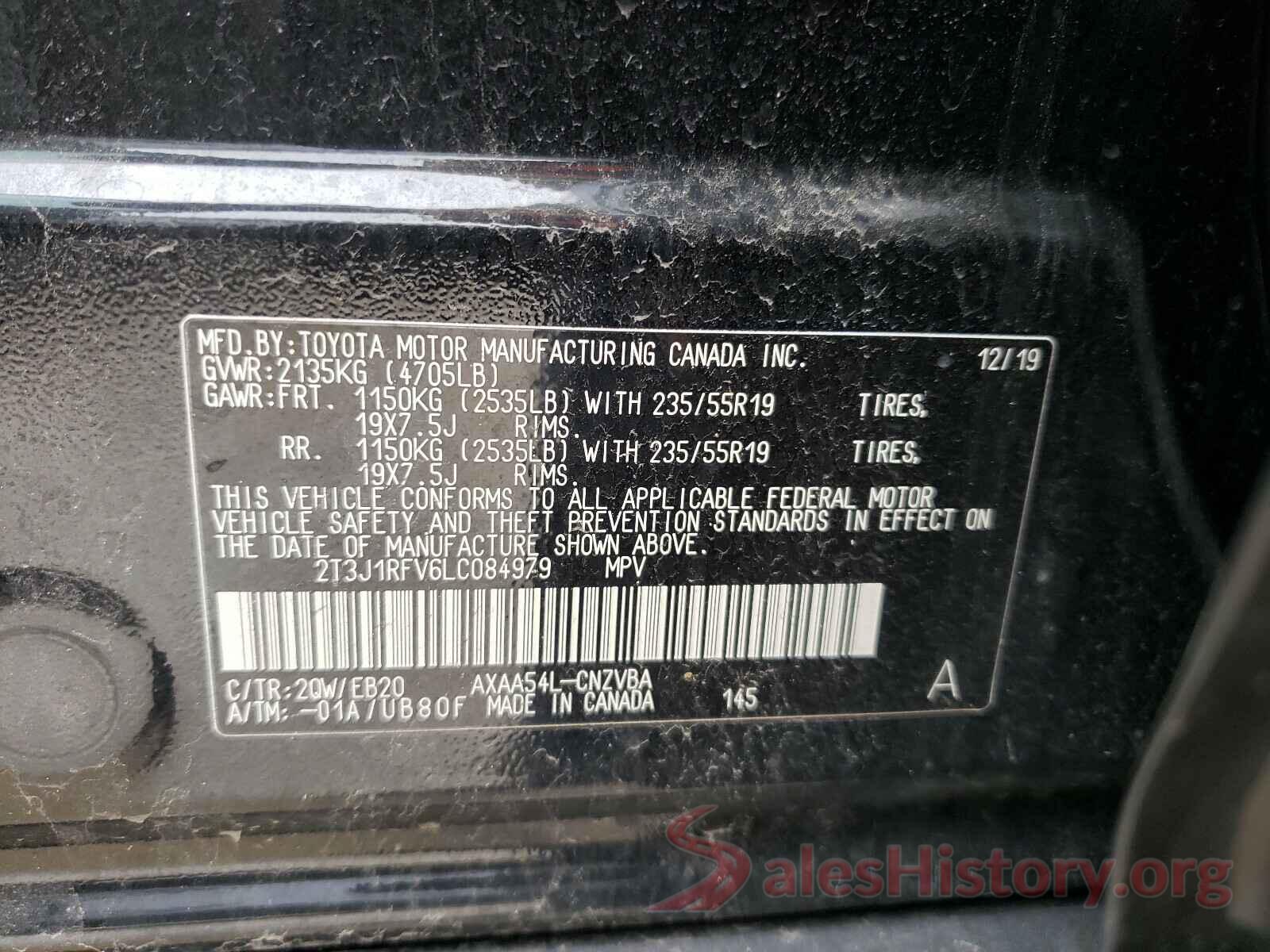 2T3J1RFV6LC084979 2020 TOYOTA RAV4