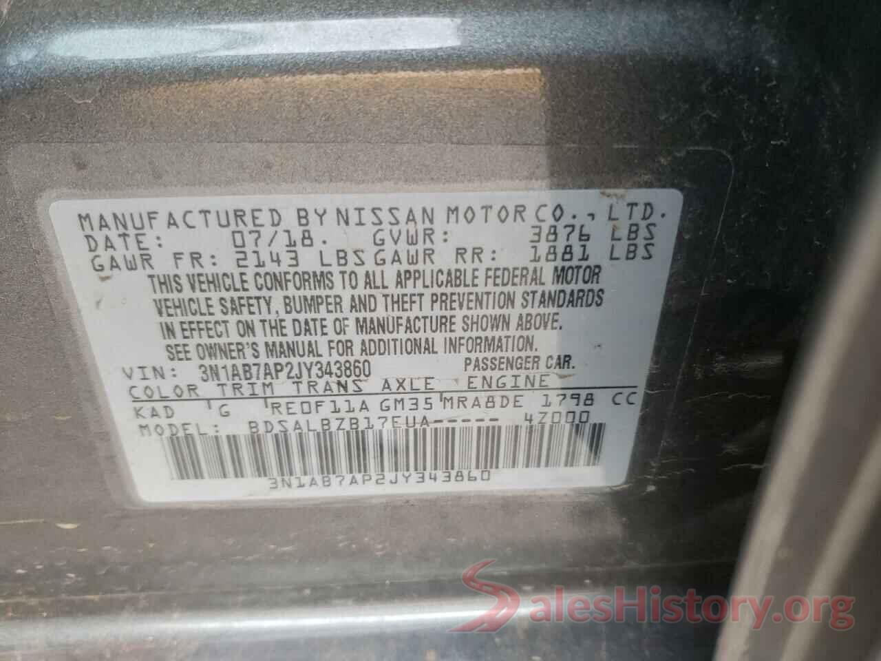 3N1AB7AP2JY343860 2018 NISSAN SENTRA