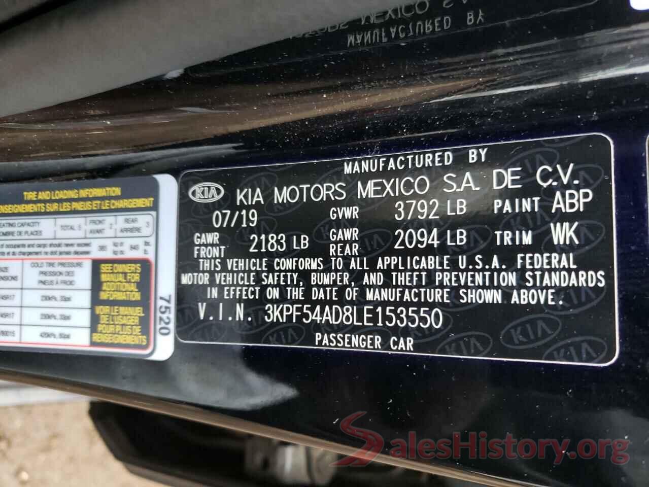 3KPF54AD8LE153550 2020 KIA FORTE