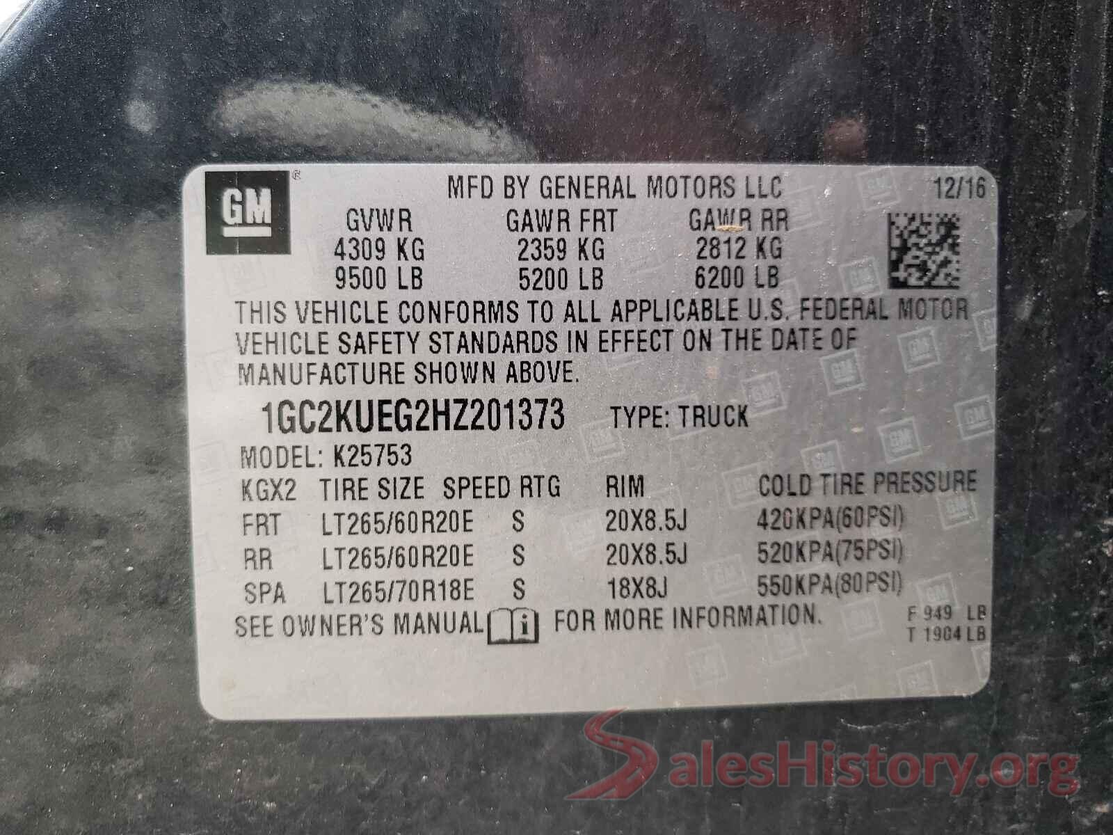 1GC2KUEG2HZ201373 2017 CHEVROLET SILVERADO