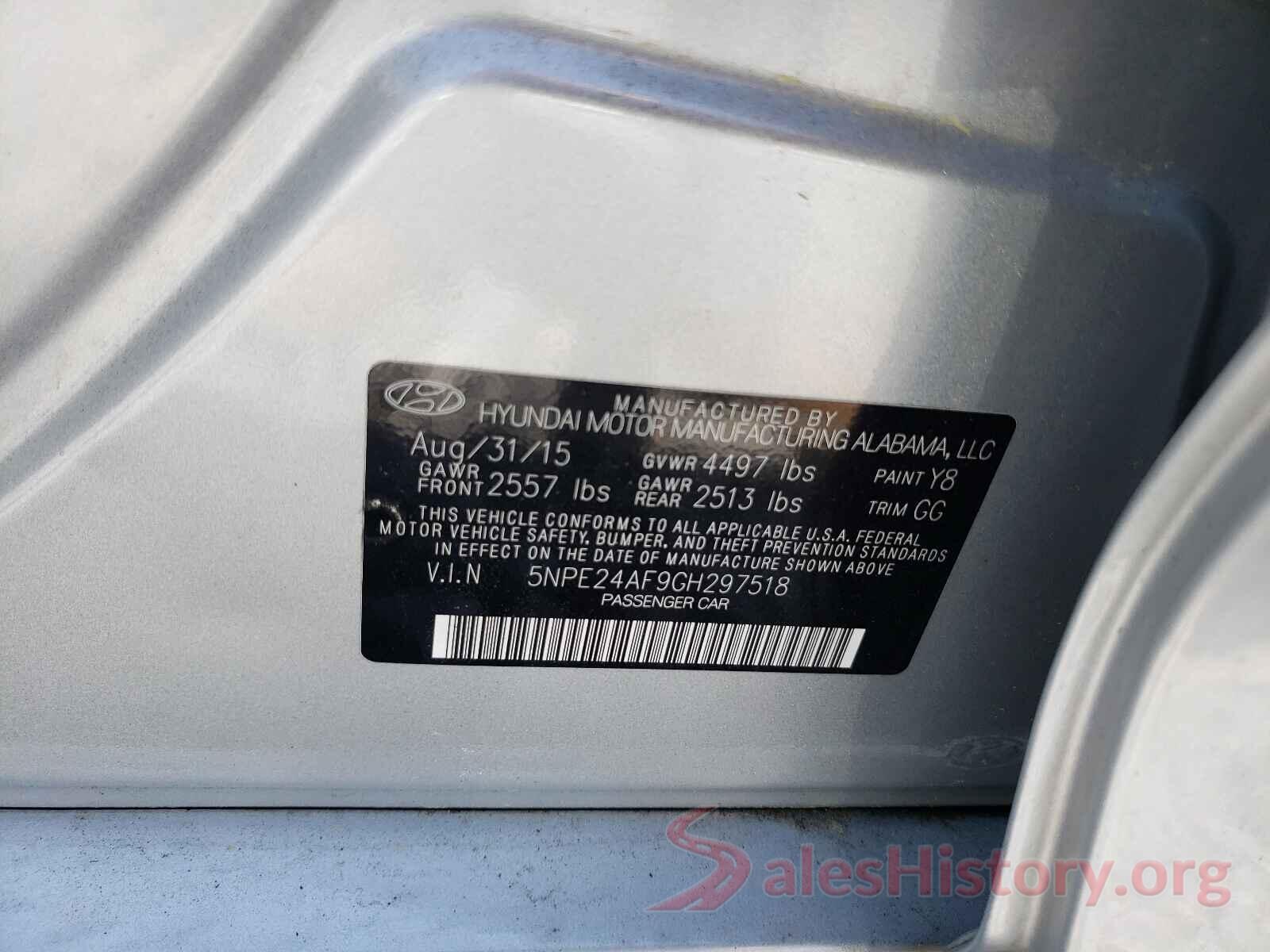 5NPE24AF9GH297518 2016 HYUNDAI SONATA