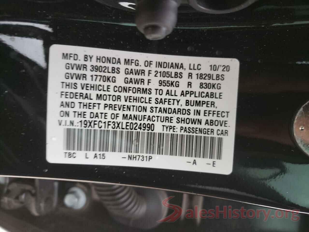 19XFC1F3XLE024990 2020 HONDA CIVIC