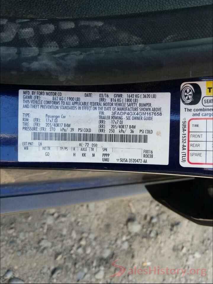 3FADP4GX4GM167658 2016 FORD FIESTA