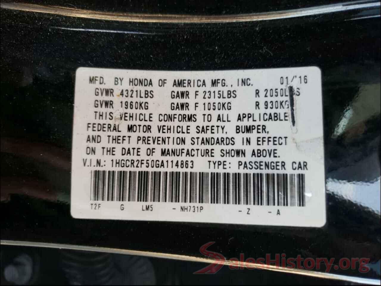 1HGCR2F50GA114863 2016 HONDA ACCORD