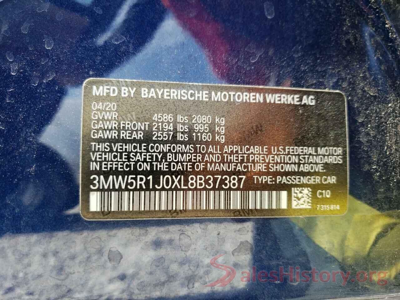 3MW5R1J0XL8B37387 2020 BMW 3 SERIES