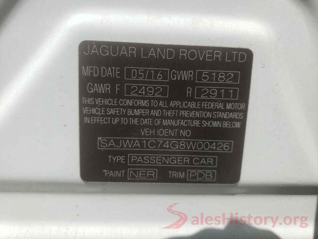 SAJWA1C74G8W00426 2016 JAGUAR XJ