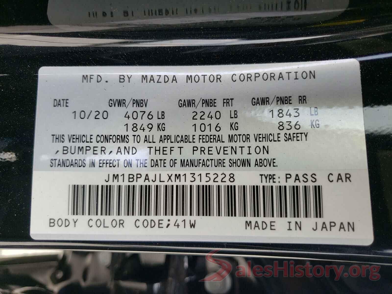 JM1BPAJLXM1315228 2021 MAZDA 3