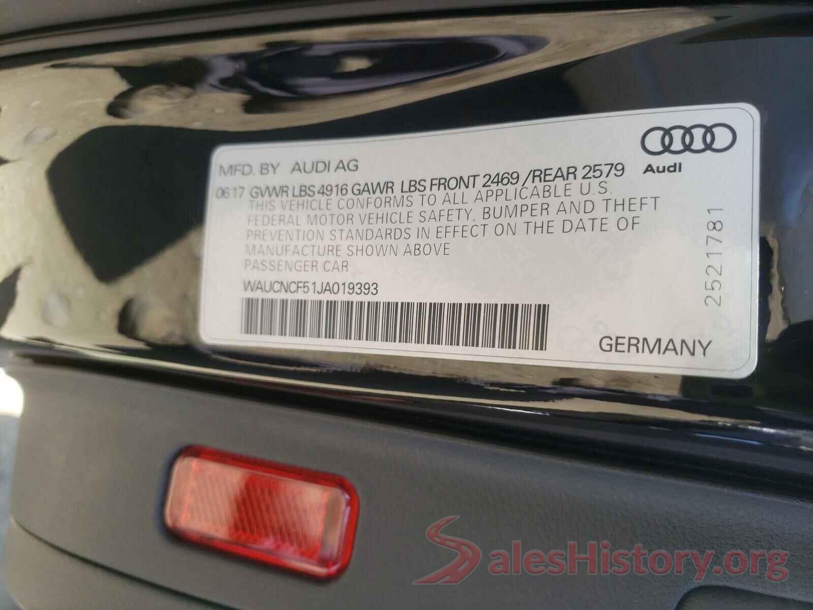 WAUCNCF51JA019393 2018 AUDI A5